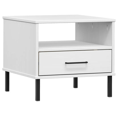 Comodino con Gambe in Metallo Legno Massello Pino OSLO