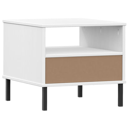 Comodino con Gambe in Metallo Legno Massello Pino OSLO