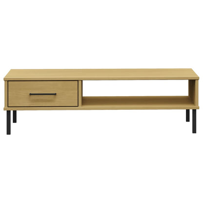 Tavolino Salotto Gambe Metallo Marrone Legno Massello Pino OSLO