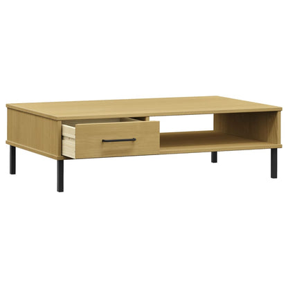 Tavolino Salotto Gambe Metallo Marrone Legno Massello Pino OSLO | homemem39
