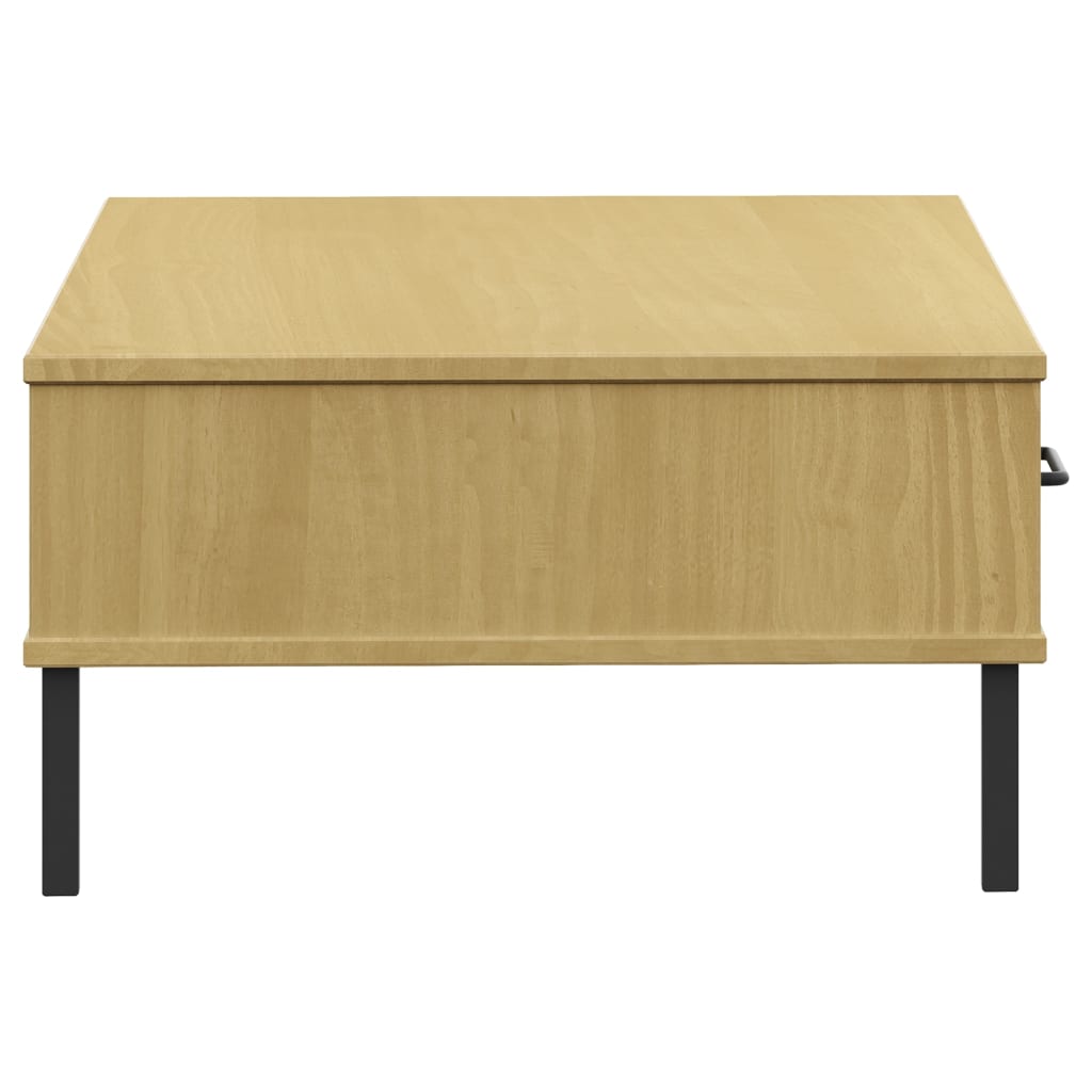 Tavolino Salotto Gambe Metallo Marrone Legno Massello Pino OSLO | homemem39