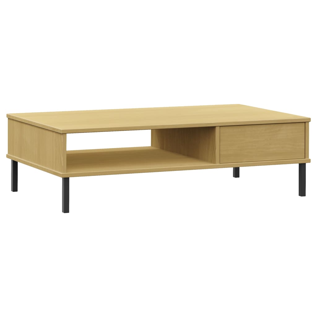 Tavolino Salotto Gambe Metallo Marrone Legno Massello Pino OSLO | homemem39