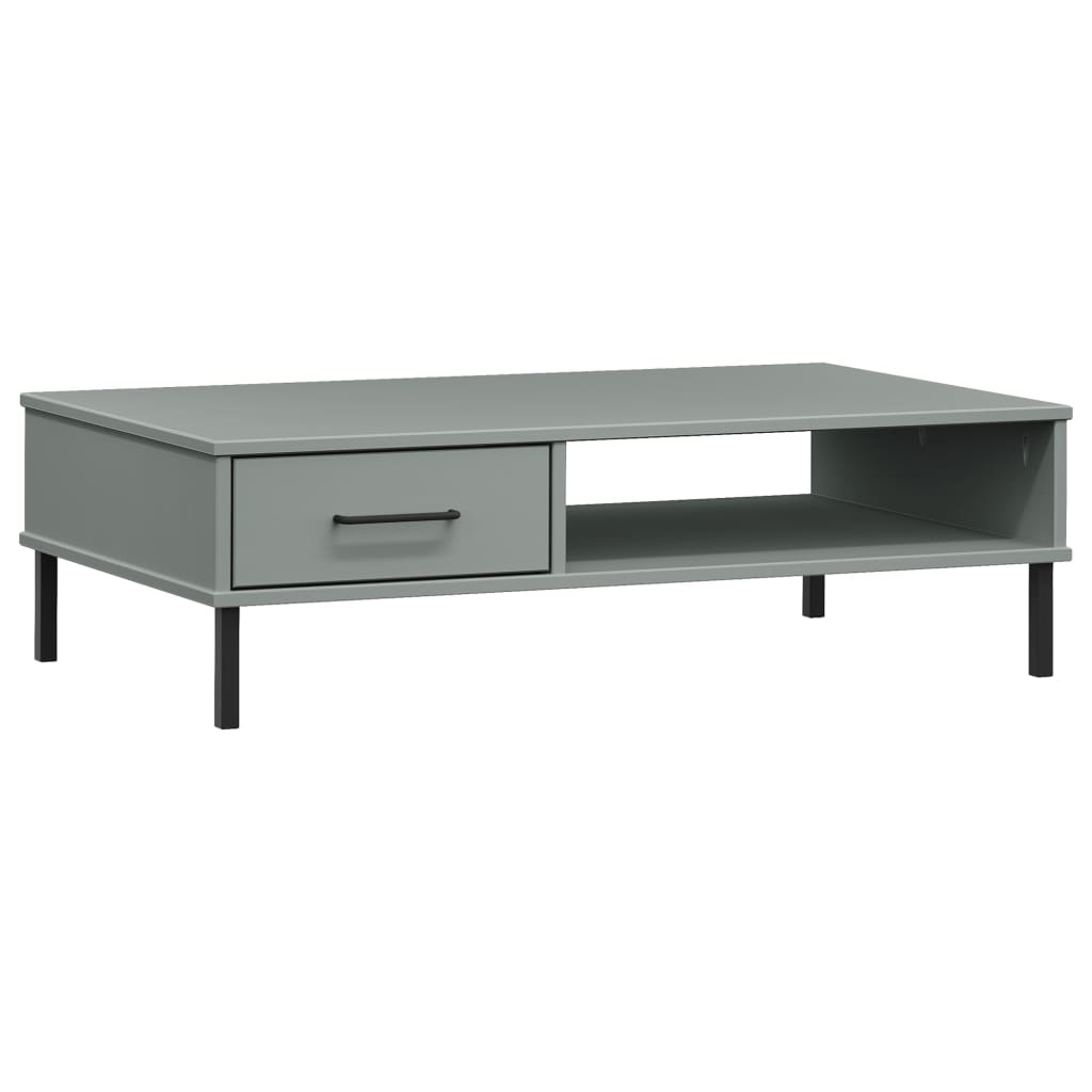Tavolino Salotto Gambe Metallo Grigio Legno Massello Pino OSLO | homemem39