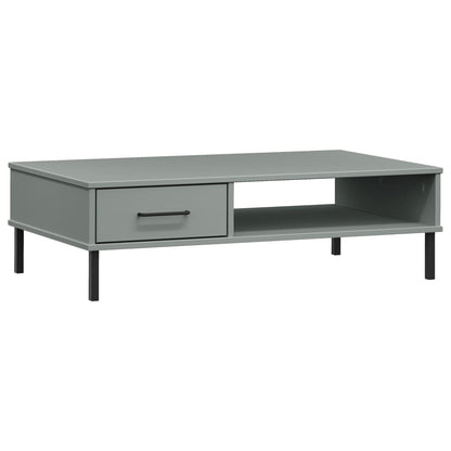 Tavolino Salotto Gambe Metallo Grigio Legno Massello Pino OSLO | homemem39