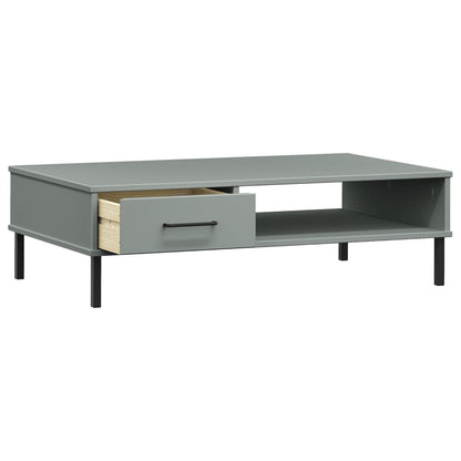 Tavolino Salotto Gambe Metallo Grigio Legno Massello Pino OSLO | homemem39