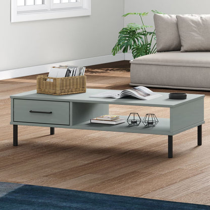 Tavolino Salotto Gambe Metallo Grigio Legno Massello Pino OSLO | homemem39