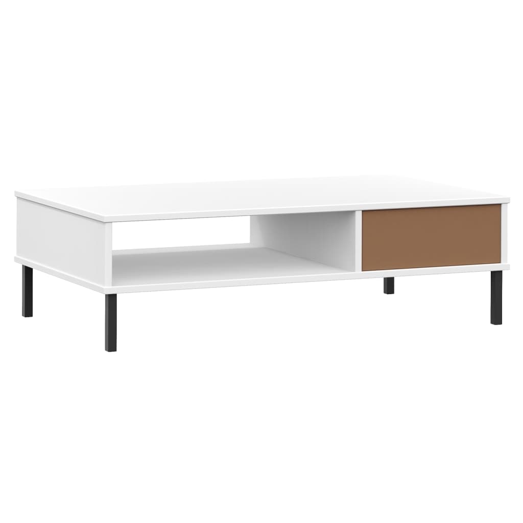 Tavolino Salotto Gambe Metallo Bianco Legno Massello Pino OSLO | homemem39