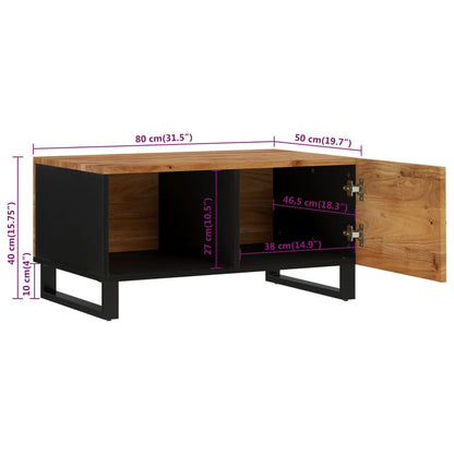 Tavolino da Soggiorno 80x50x40 cm Massello Acacia e Multistrato | homemem39