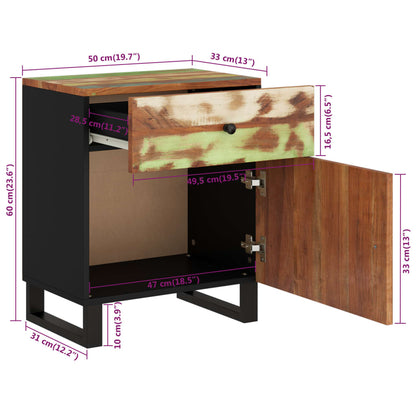 Comodino 50x33x60cm Legno Massello Recupero e Legno Multistrato - homemem39
