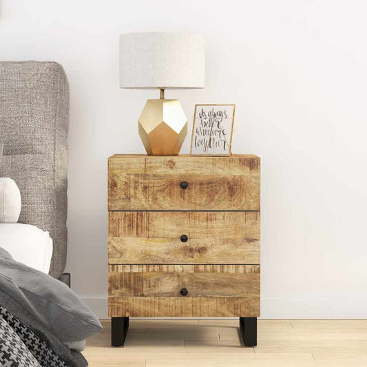 Comodino 50x33x62cm Legno Massello di Mango e Legno Multistrato