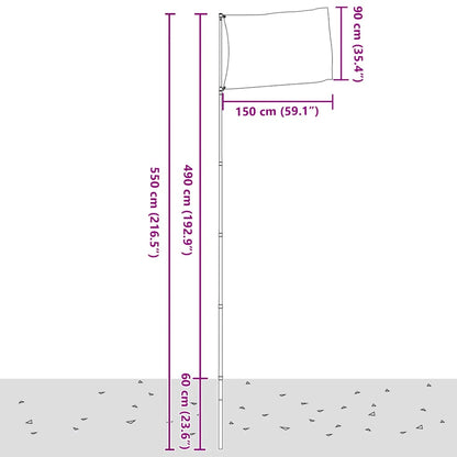 Asta Telescopica per Bandiere Argento 5,5 m in Alluminio | homemem39