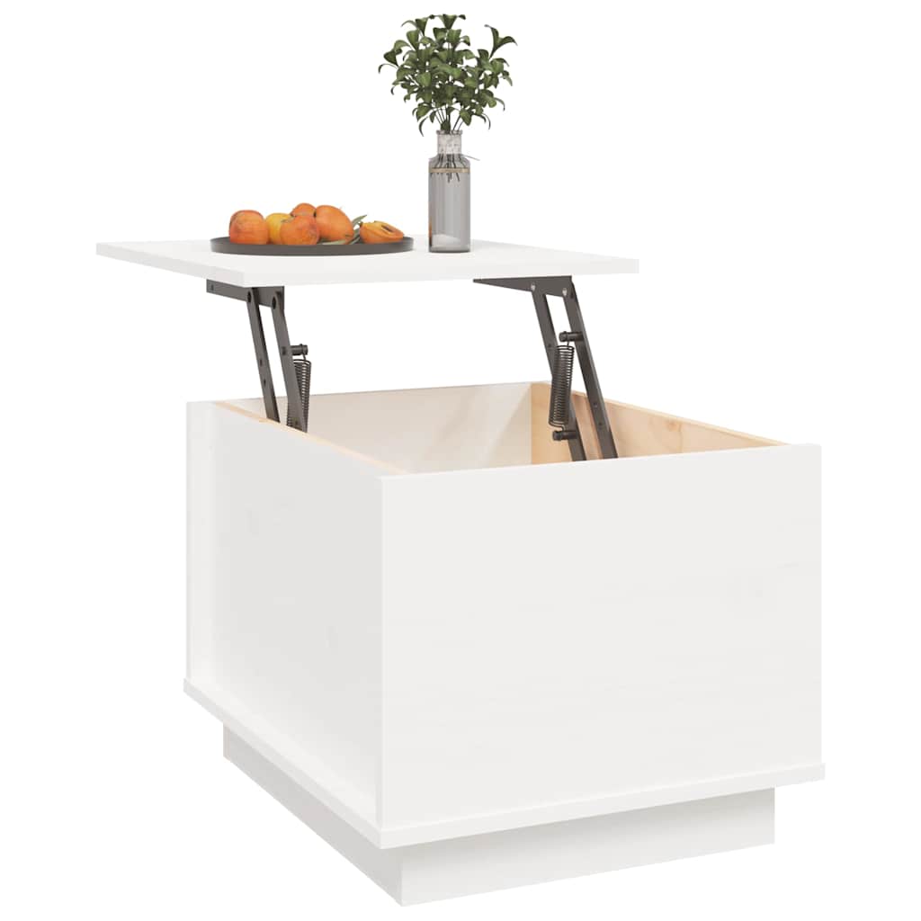 Tavolino da Salotto Bianco 40x50x35 cm Legno Massello di Pino