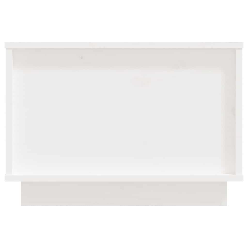 Tavolino da Salotto Bianco 40x50x35 cm Legno Massello di Pino