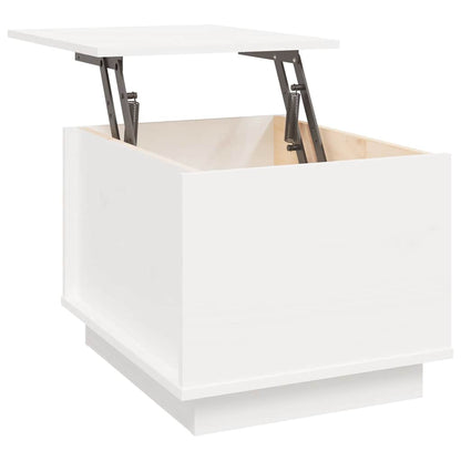 Tavolino da Salotto Bianco 40x50x35 cm Legno Massello di Pino