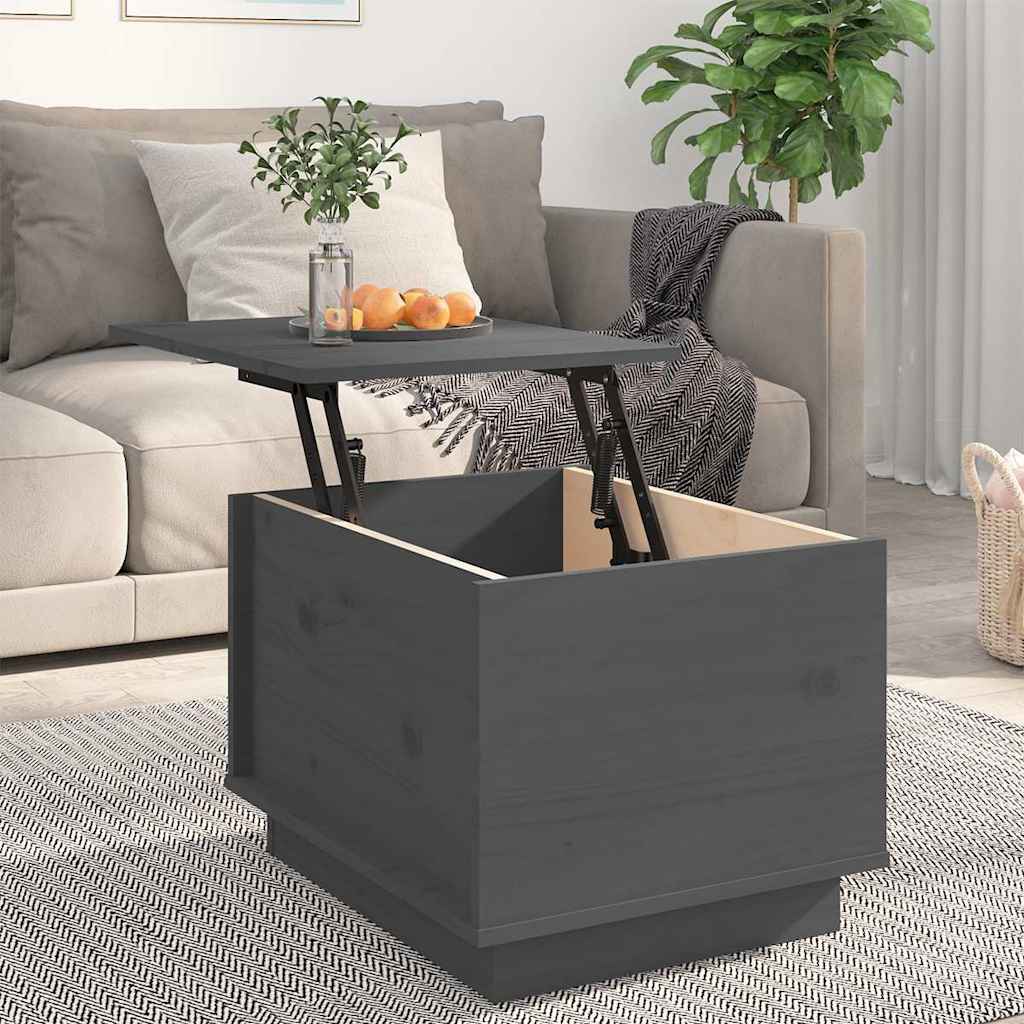 Tavolino da Salotto Grigio 40x50x35 cm Legno Massello di Pino | homemem39