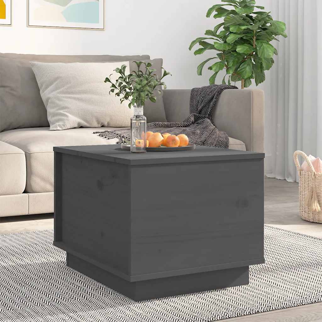 Tavolino da Salotto Grigio 40x50x35 cm Legno Massello di Pino | homemem39