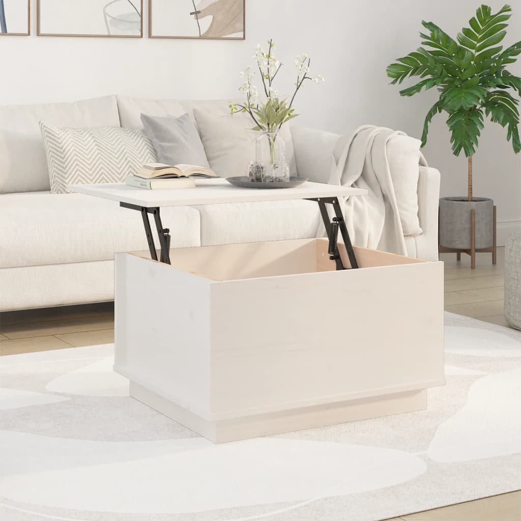 Tavolino da Salotto Bianco 60x50x35 cm Legno Massello di Pino | homemem39
