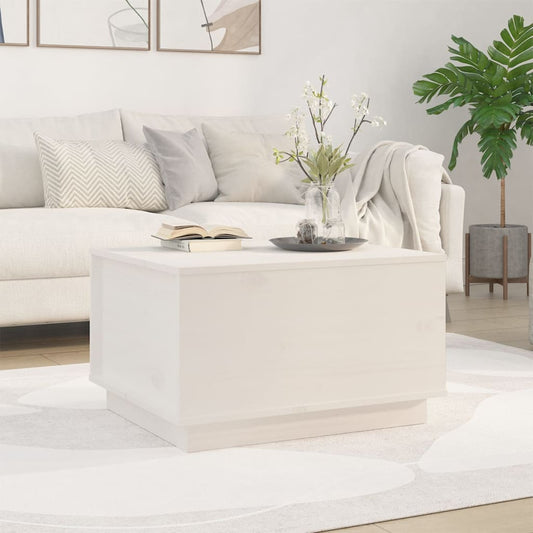 Tavolino da Salotto Bianco 60x50x35 cm Legno Massello di Pino | homemem39