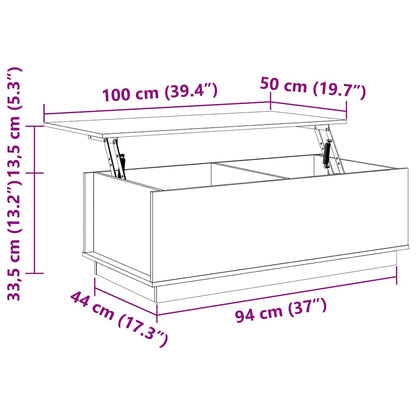 Tavolino da Salotto 100x50x35 cm in Legno Massello di Pino