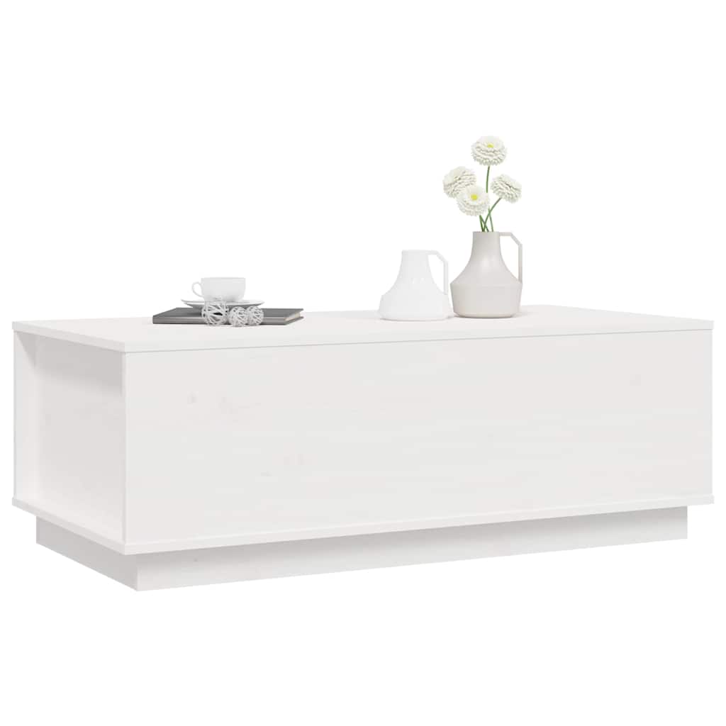Tavolino da Salotto Bianco 100x50x35 cm Legno Massello di Pino