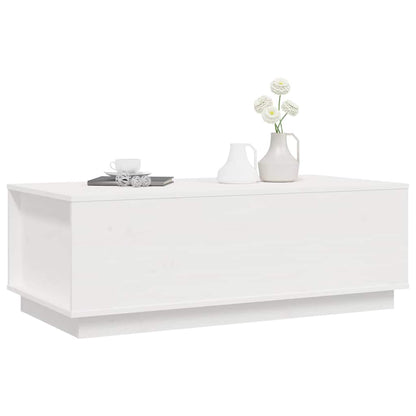 Tavolino da Salotto Bianco 100x50x35 cm Legno Massello di Pino