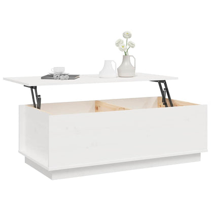 Tavolino da Salotto Bianco 100x50x35 cm Legno Massello di Pino | homemem39
