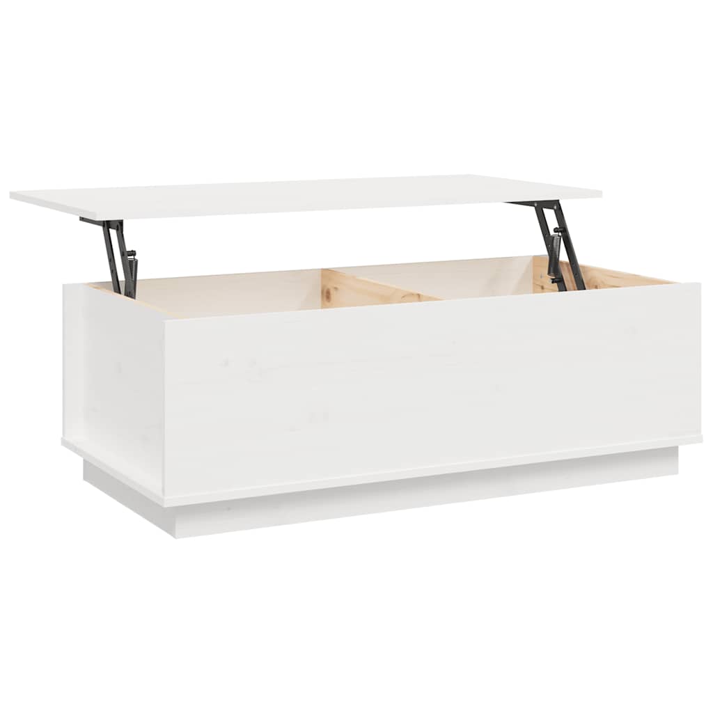 Tavolino da Salotto Bianco 100x50x35 cm Legno Massello di Pino | homemem39
