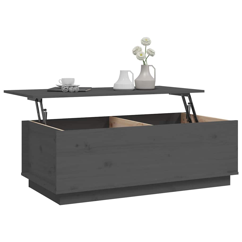 Tavolino da Salotto Grigio 100x50x35 cm Legno Massello di Pino