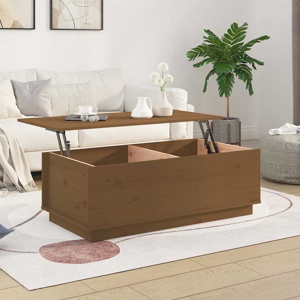 Tavolino da Salotto ambra 100x50x35 cm Legno Massello di Pino