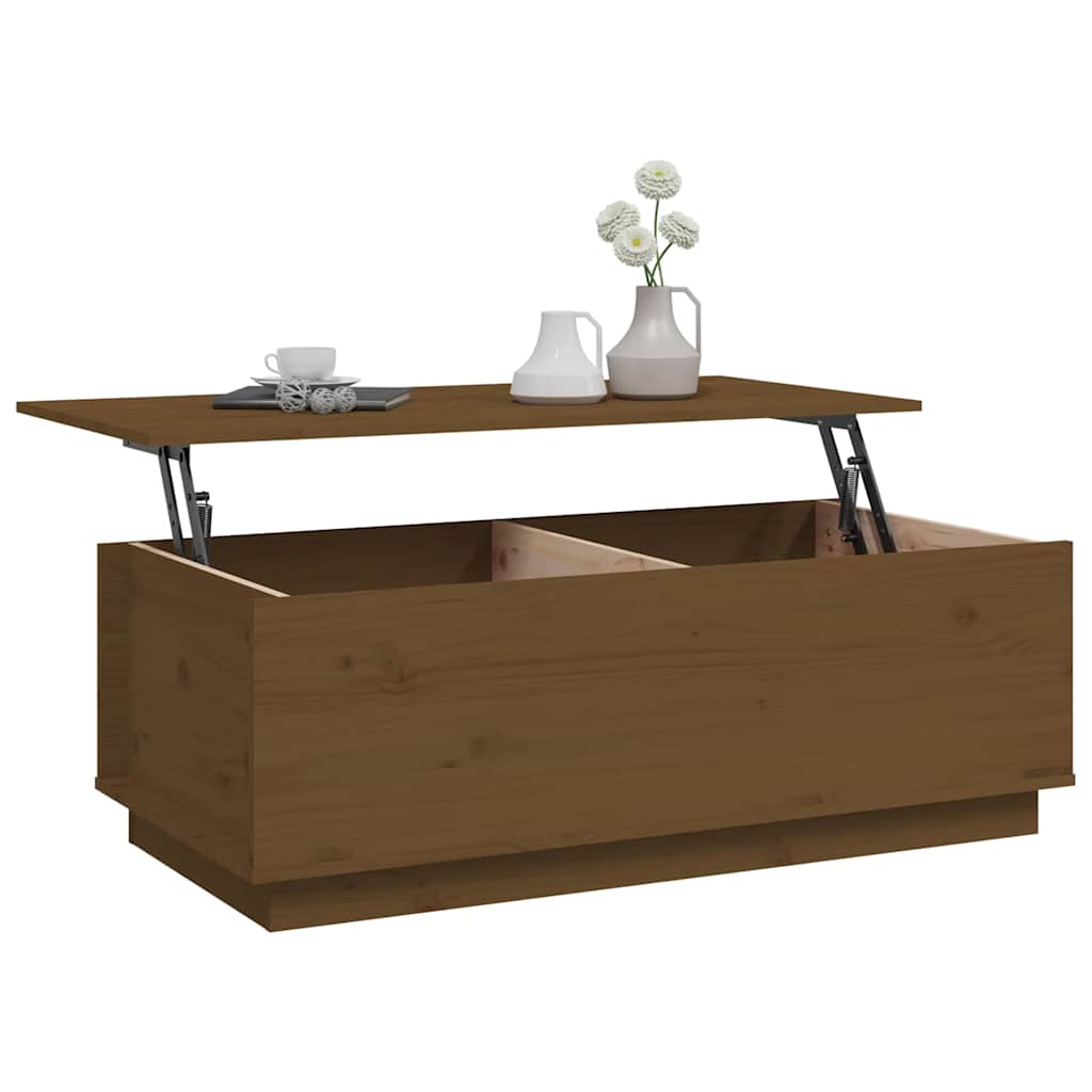 Tavolino da Salotto ambra 100x50x35 cm Legno Massello di Pino