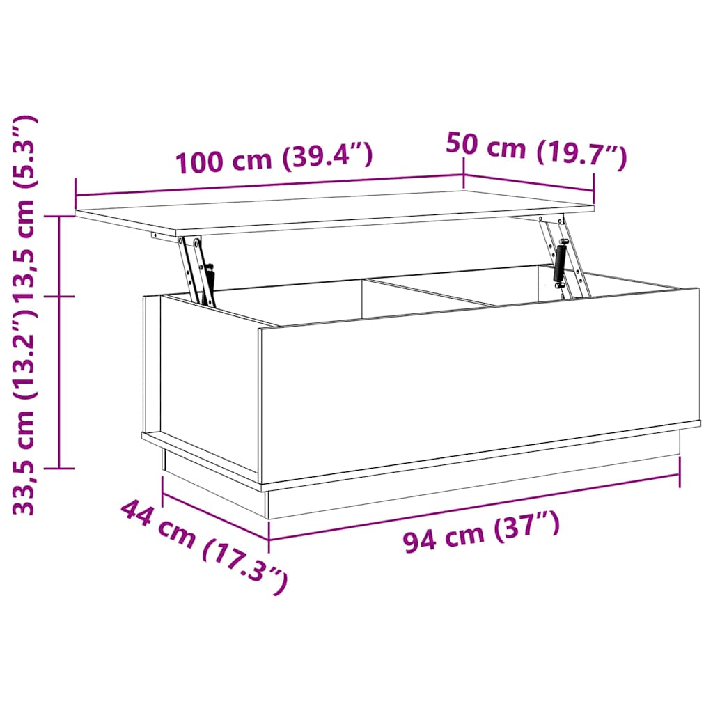 Tavolino da Salotto ambra 100x50x35 cm Legno Massello di Pino
