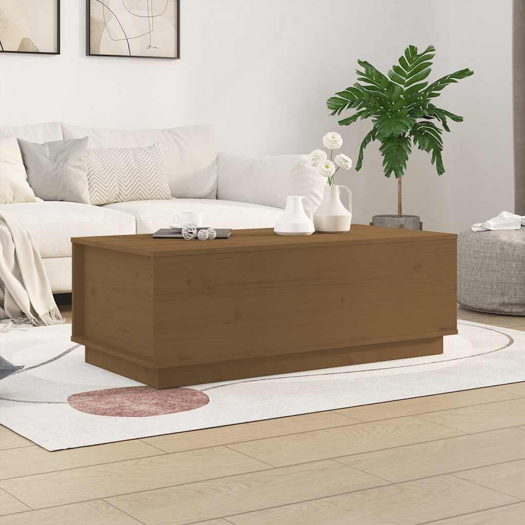Tavolino da Salotto ambra 100x50x35 cm Legno Massello di Pino | homemem39