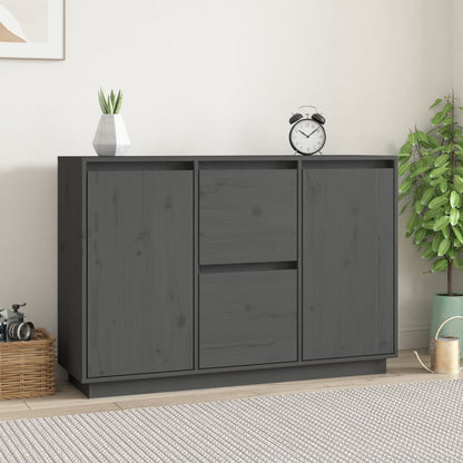 Credenza Grigia 111x34x75 cm in Legno Massello di Pino - homemem39
