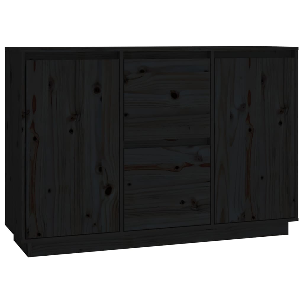 Credenza Nera 111x34x75 cm in Legno Massello di Pino - homemem39