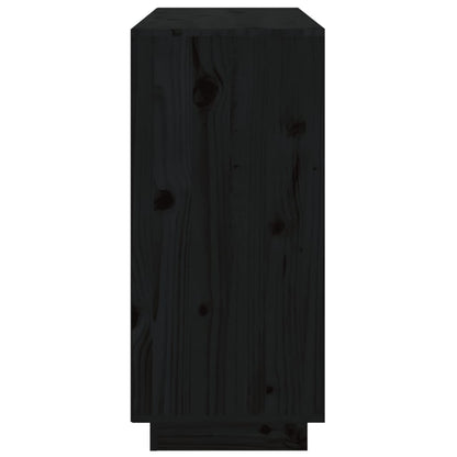 Credenza Nera 111x34x75 cm in Legno Massello di Pino - homemem39