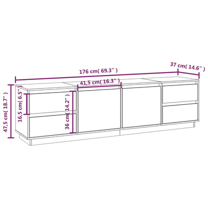 Mobile Porta TV 176x37x47,5 cm in Legno Massello di Pino