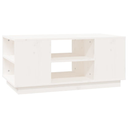 Tavolino da Salotto Bianco 90x49x40,5 cm Legno Massello di Pino