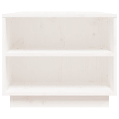Tavolino da Salotto Bianco 90x49x40,5 cm Legno Massello di Pino | homemem39