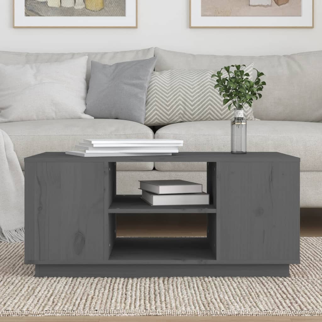 Tavolino da Salotto Grigio 90x49x40,5 cm Legno Massello di Pino | homemem39