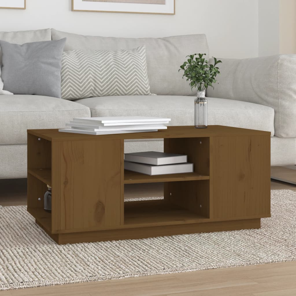 Tavolino da Salotto ambra 90x49x40,5 cm Legno Massello di Pino | homemem39