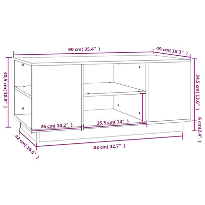 Tavolino da Salotto Nero 90x49x40,5 cm Legno Massello di Pino | homemem39