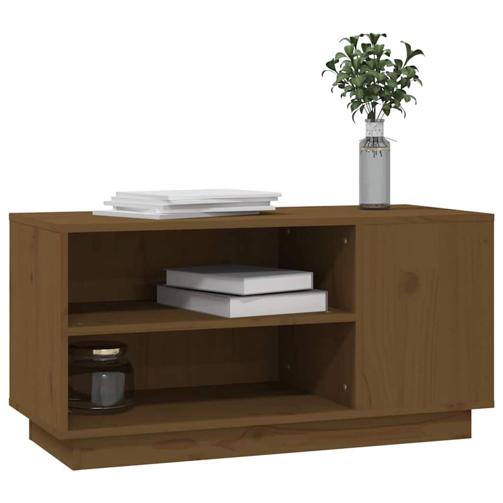 Mobile Porta TV ambra 80x35x40,5 cm in Legno Massello di Pino