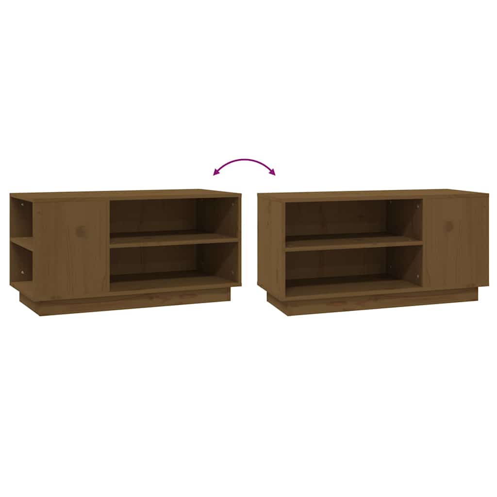 Mobile Porta TV ambra 80x35x40,5 cm in Legno Massello di Pino