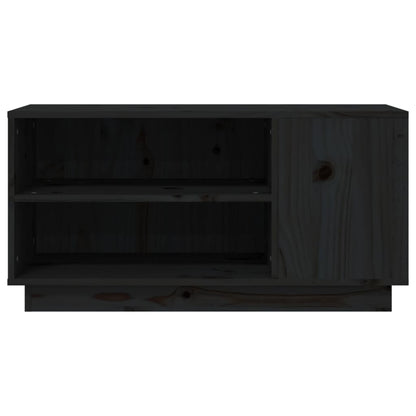 Mobile Porta TV Nera 80x35x40,5 cm in Legno Massello di Pino | homemem39