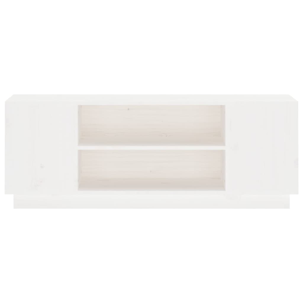 Mobile Porta TV Bianco 110x35x40,5 cm in Legno Massello di Pino - homemem39