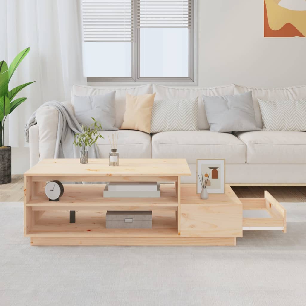 Tavolino da Salotto 120x50x40,5 cm in Legno Massello di Pino | homemem39