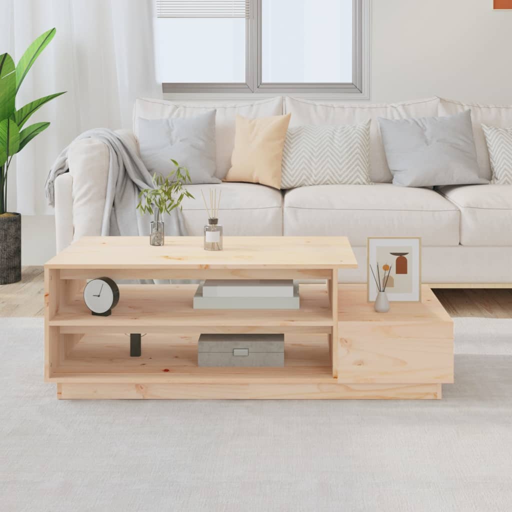 Tavolino da Salotto 120x50x40,5 cm in Legno Massello di Pino | homemem39