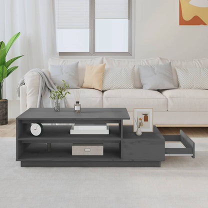 Tavolino da Salotto Grigio 120x50x40,5cm Legno Massello di Pino | homemem39