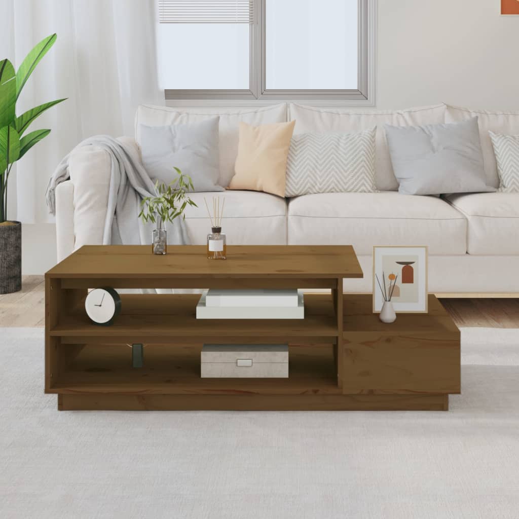 Tavolino da Salotto ambra 120x50x40,5 cm Legno Massello di Pino | homemem39