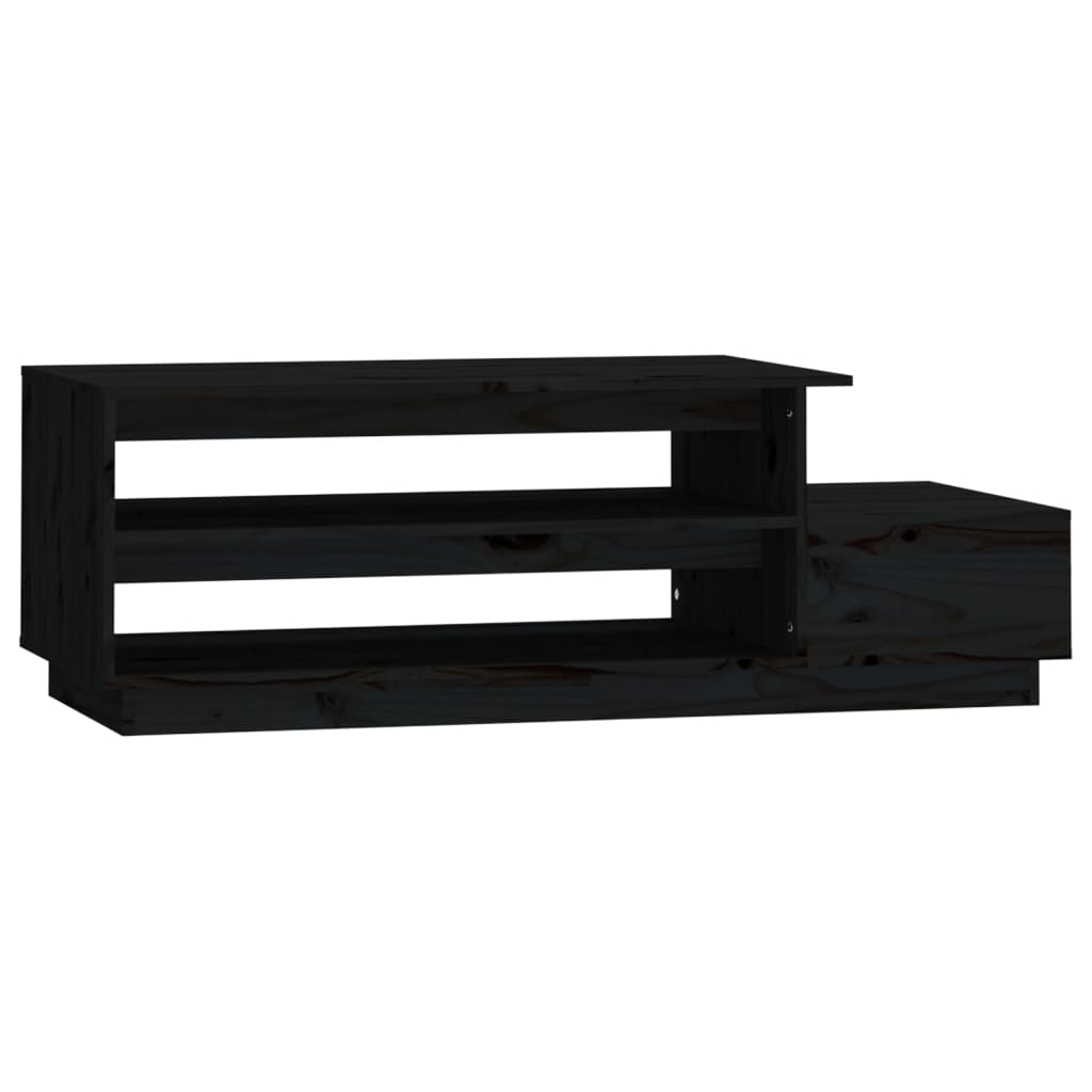 Tavolino da Salotto Nero 120x50x40,5 cm Legno Massello di Pino | homemem39